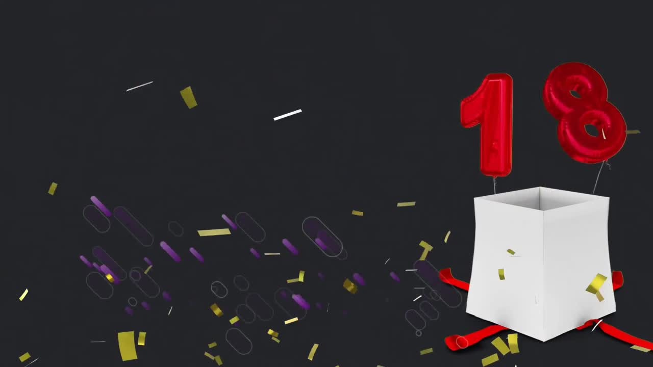 animación de confeti cayendo sobre la apertura actual sobre un fondo negro