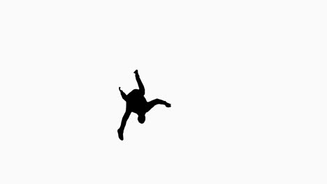 silhouette young energetic businessman doing several flips