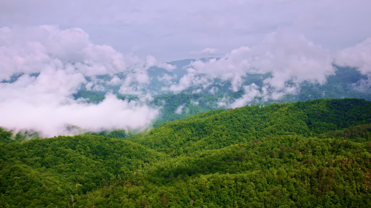Atmospheric drone footage over the Great Smoky Mountains.