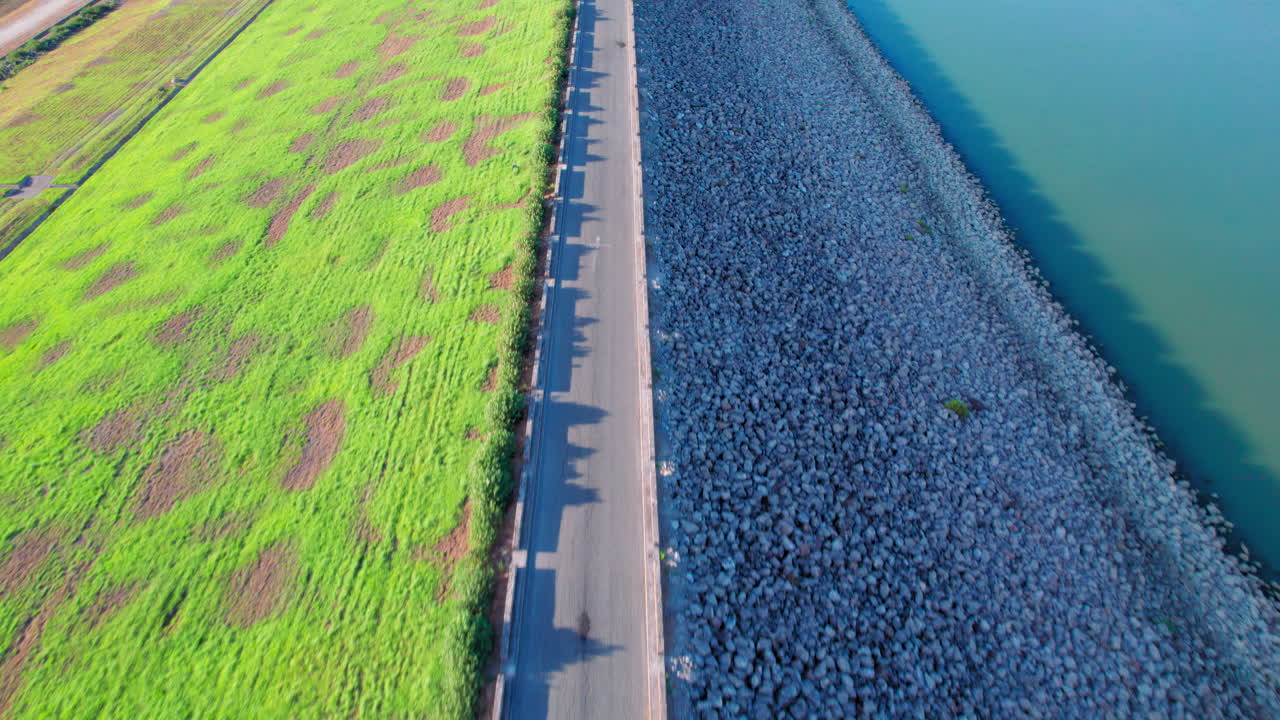 Road on the Embalse de Barbate in Cádiz, Spain