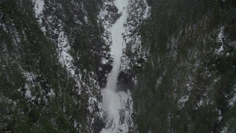 Waterfall-on-a-cold-winter-day-in-the-mountains-in-Washington