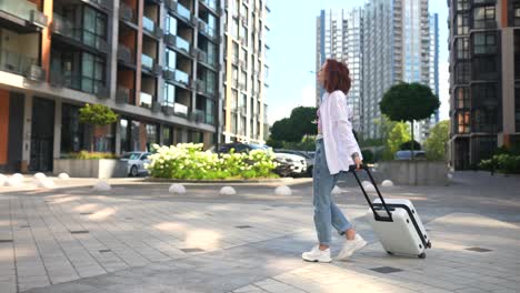 woman traveling in a city