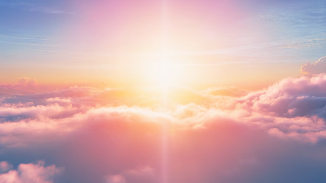 Beautiful Sunset or Sunrise Above Clouds with Vibrant Pink and Orange Hues