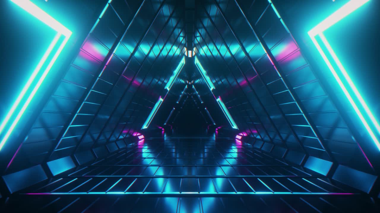 Tunnel triangolare luminoso al neon