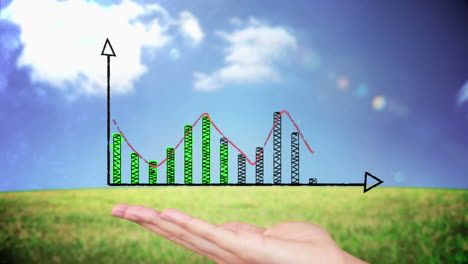 hand presenting a graph design