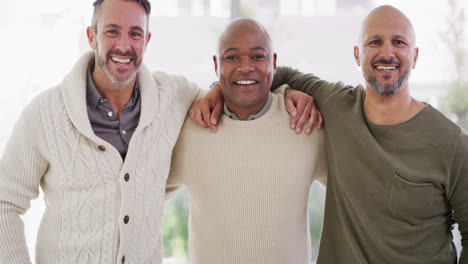 retrato de un grupo de hombres diversos de pie