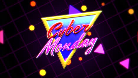 Cyber-Monday-with-confetti-and-triangle-on-grid-pattern