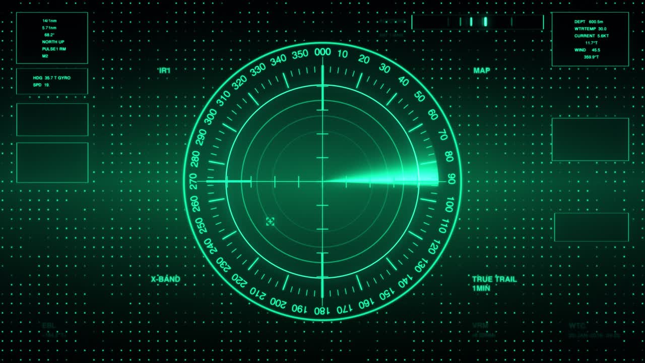 Radar Sonar With Object On Map. Futuristic HUD Navigation monitor