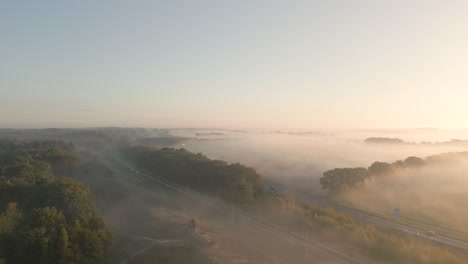 misty sunrise highway aerial view