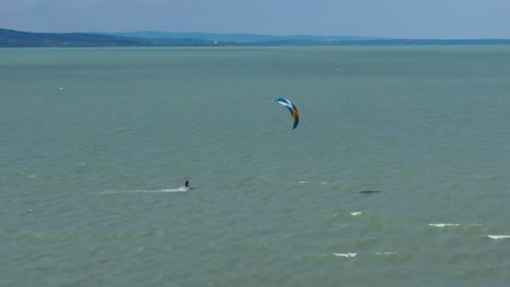 Kite-wind-surfing-on-the-lake-Balaton-in-Hungary-recorded-with-a-DJI-mavic-2-pro