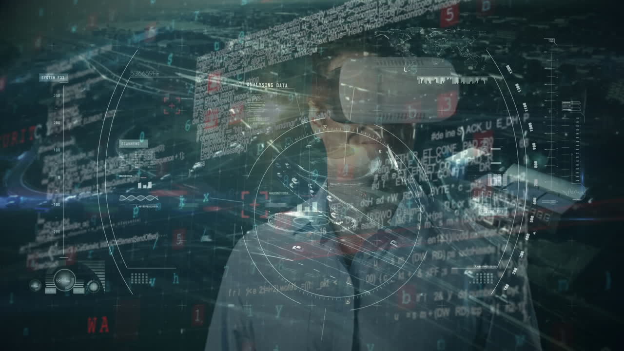 animación del hombre brujo de datos que lleva un auricular vr