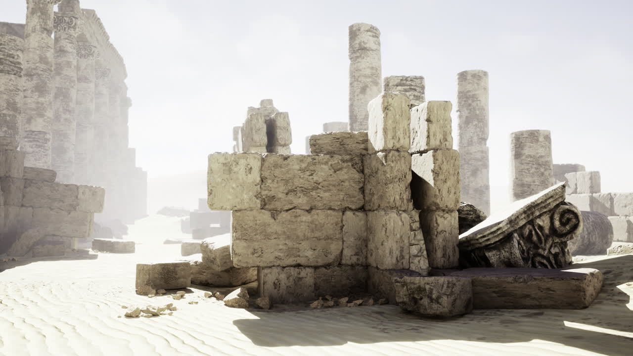 고대 유적은 건조한 사막 풍경에서 사라진 문명을 드러니다.