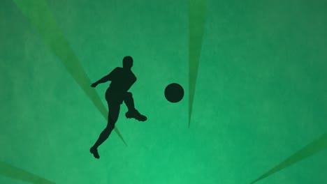 animation of football player silhouette over shapes on green background