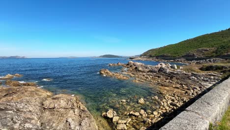 coastal panorama of rocky beach in spain on a sunny day