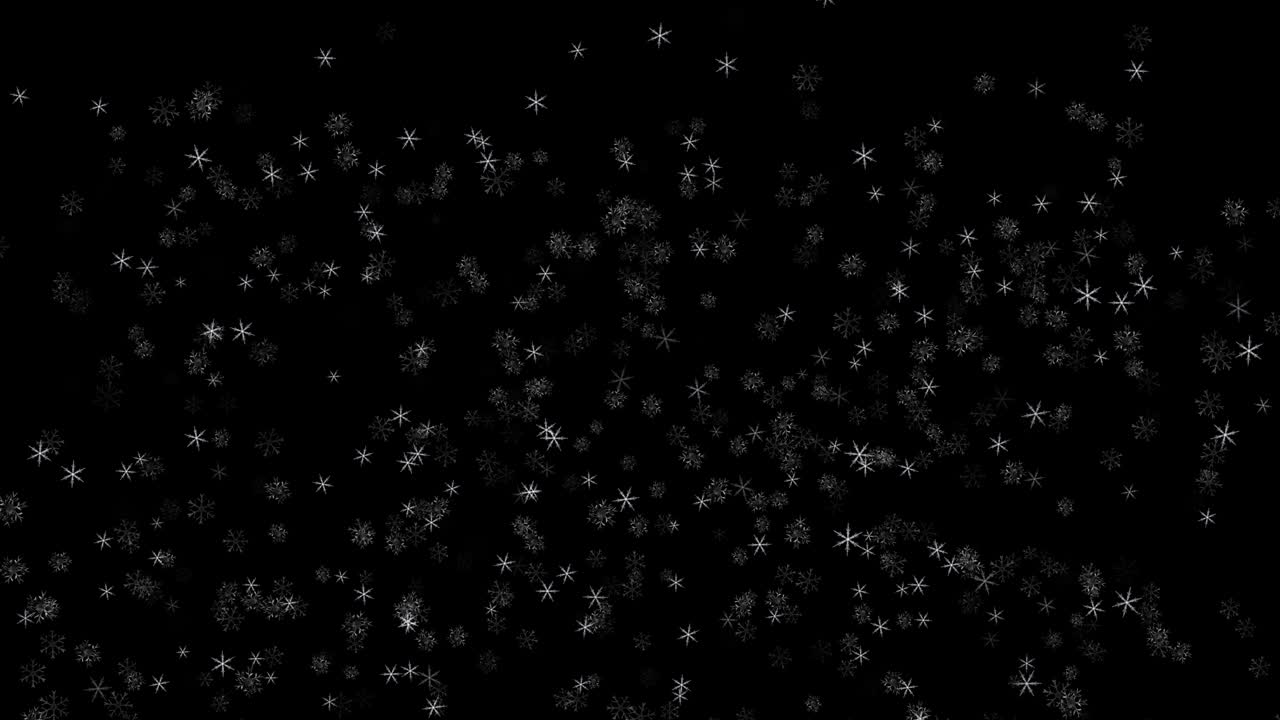 4K Snøfnugg-animasjon, løkkebar, svart bakgrunn