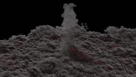 animated flaming fire and smoke, as if from a rocket or jet engine. a rocket or similar fuel burns, emitting smoke. animation on an isolated background with an alpha channel embedded with file.