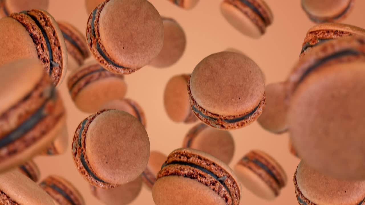 los macarrones marrones cayendo en cámara lenta
