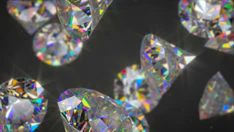 diamantes redondos brillantes cortados en primer plano animación de bucle sin costuras en 3d