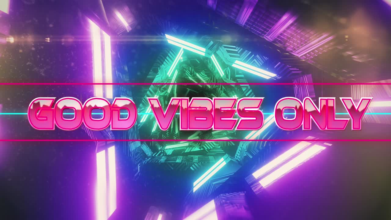 움직이는 디지털 터널을 통해 좋은 진동의 애니메이션만 텍스트