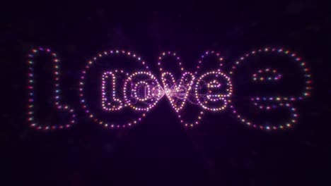 colorful love shaped particle tunnel background loop