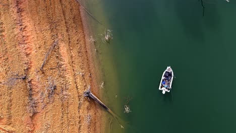 Fishing at Lake Eildon drone shot birdseye