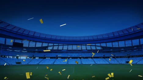 Sports-stadium-with-golden-confetti-falling