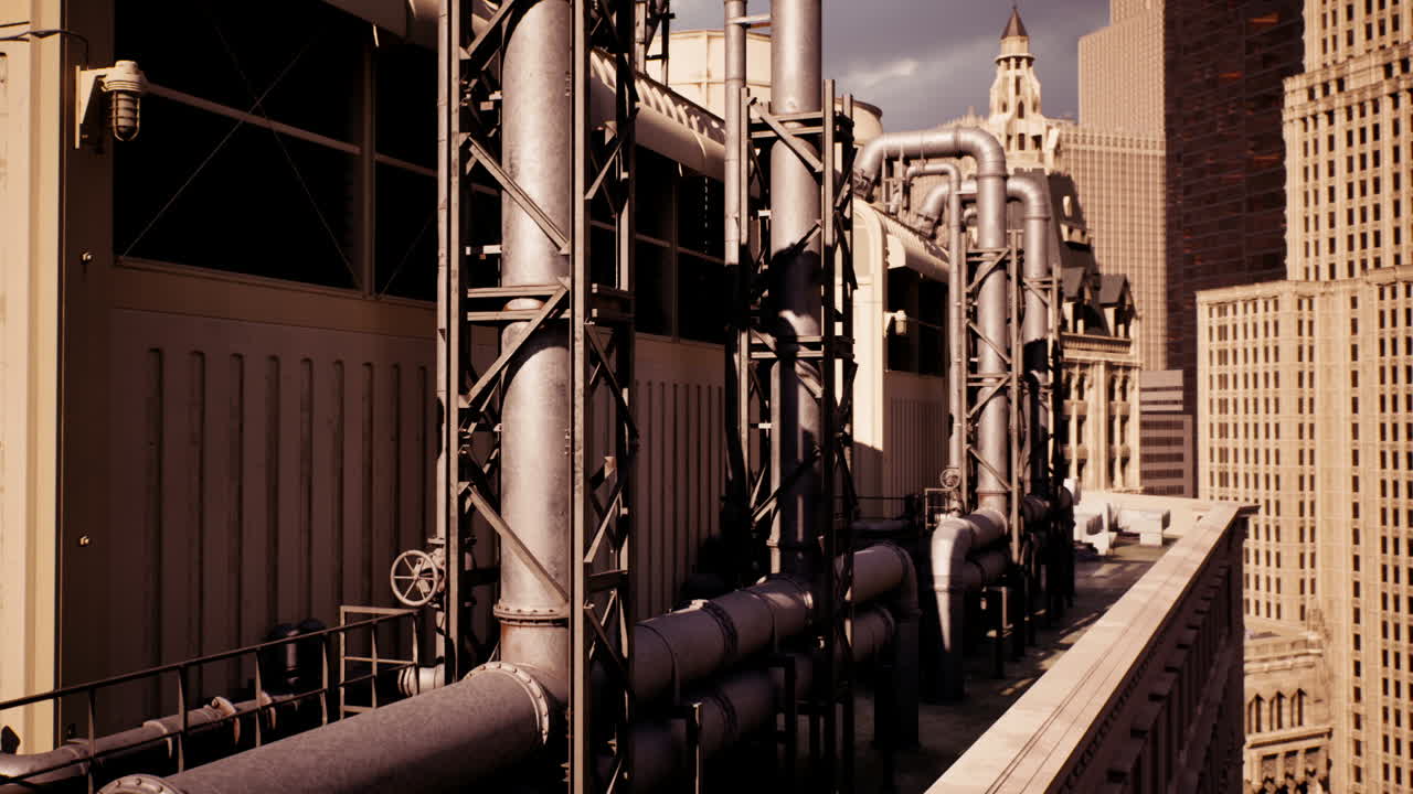 도시 의 산업용 지붕 풍경