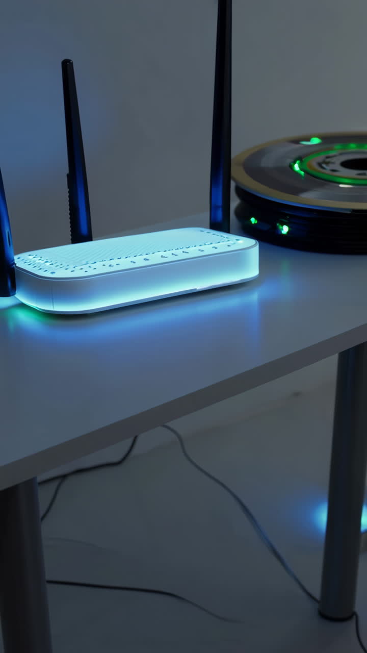 Router and other network equipment on a table