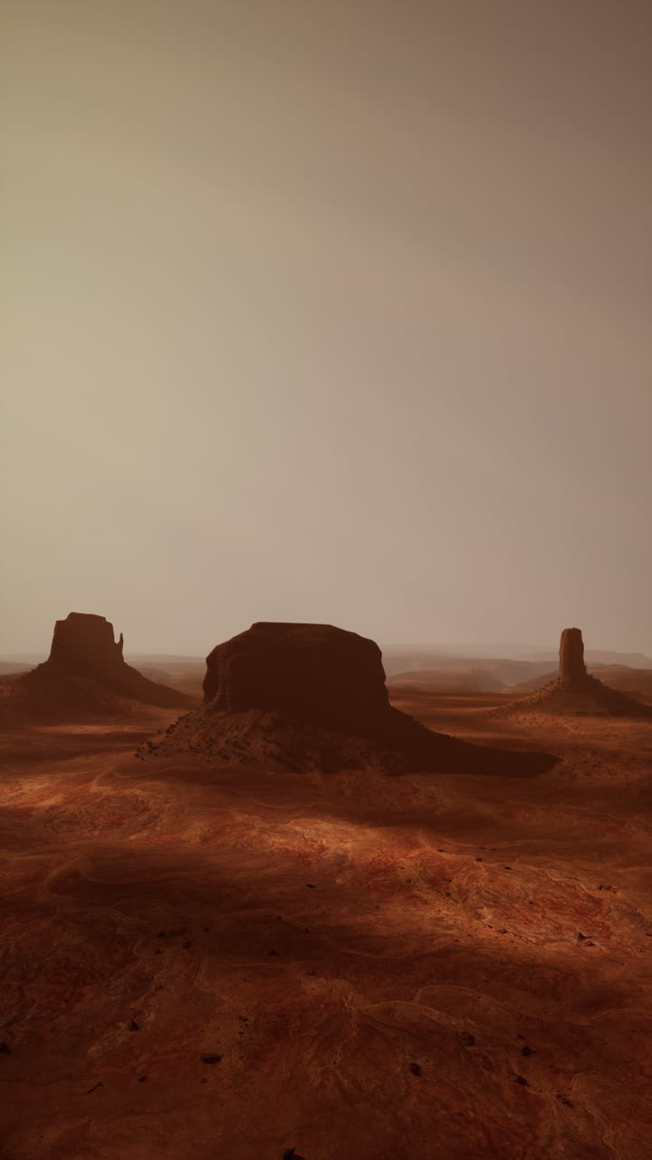 Arid desert landscape with distant rocks