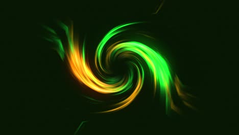 abstract neon glow funnel with colourful twisting rays curvy bright lines on a black background tornado energy space tunnel vortex shape visual effect 4k green yellow