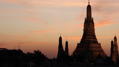 time-lapse de una silueta de un templo contra un cielo de puesta de sol