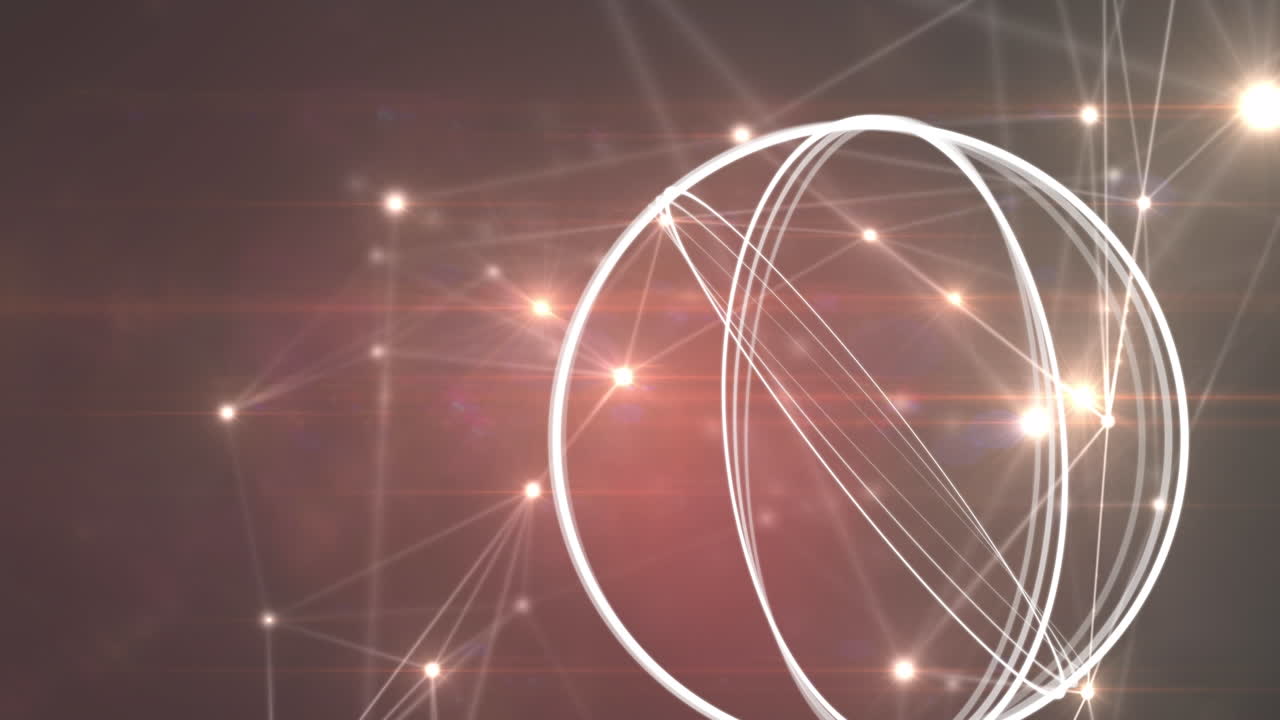 animación de círculos blancos sobre una red de conexiones sobre fondo negro