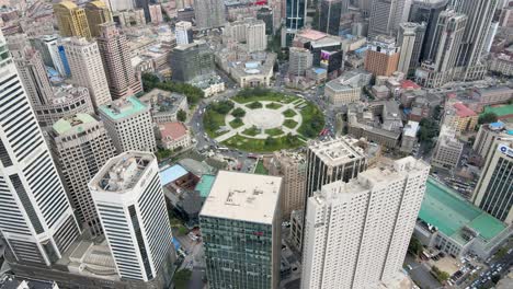 aerial shot of dalian city center