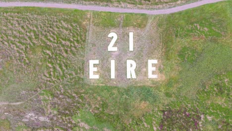 21 EIRE Sign For World War II-era Navigational Aid For Allied Aircraft In Ireland. - aerial shot