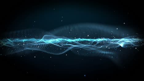 futuristic animation with wave object and glitter particles in slow motion, 4096x2304 loop 4k