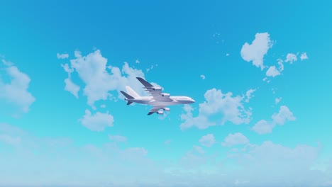 an unbranded commercial airplane circling overhead in a holding pattern waiting for its position to land