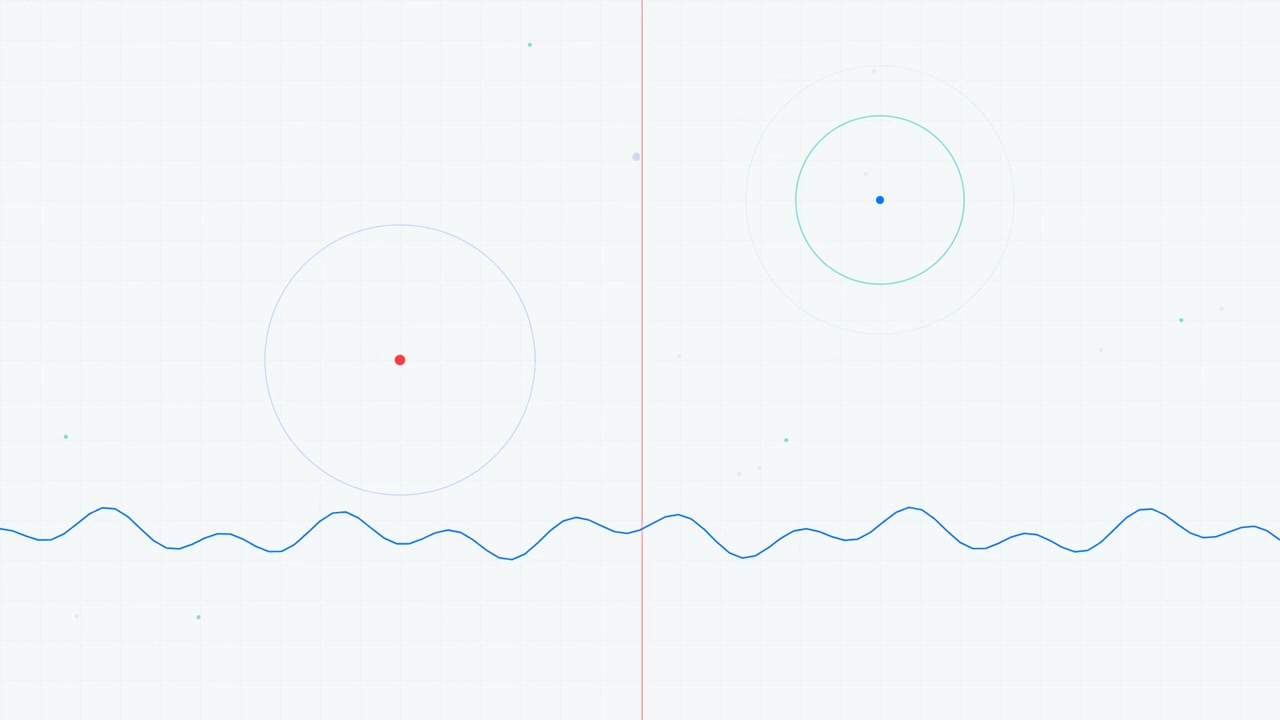 Abstract Motion Graphics with Oscillating Wave and Pulsing Circles