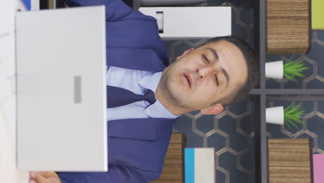 vertical video of businessman defining job is happy and peaceful.