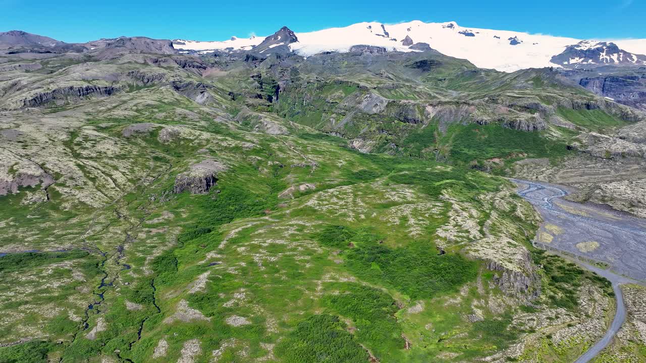 A breathtaking aerial view of Múlagljúfur Canyon in Iceland, showcasing dramatic cliffs, winding rivers, and untouched natural beauty from above