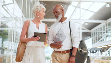 elderly business people, tablet