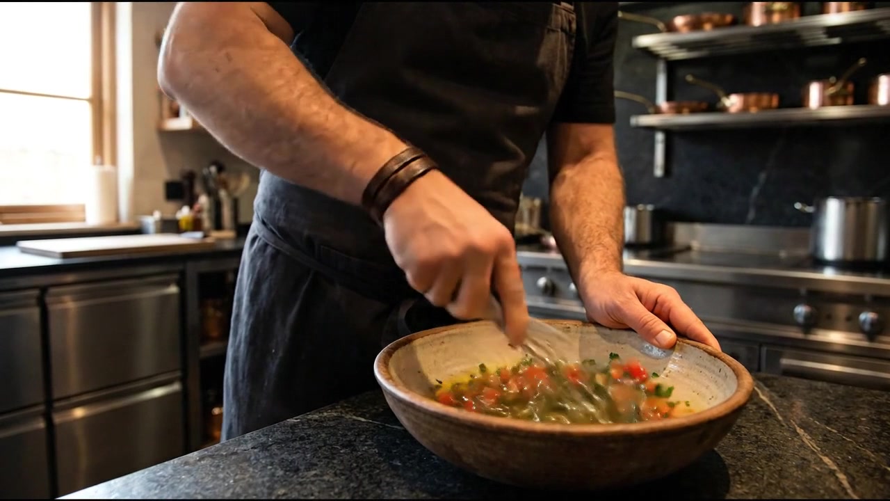 Mãos cortando vegetais frescos em uma tábua de cozinha de madeira para conceitos de bem-estar familiar e vida cotidiana