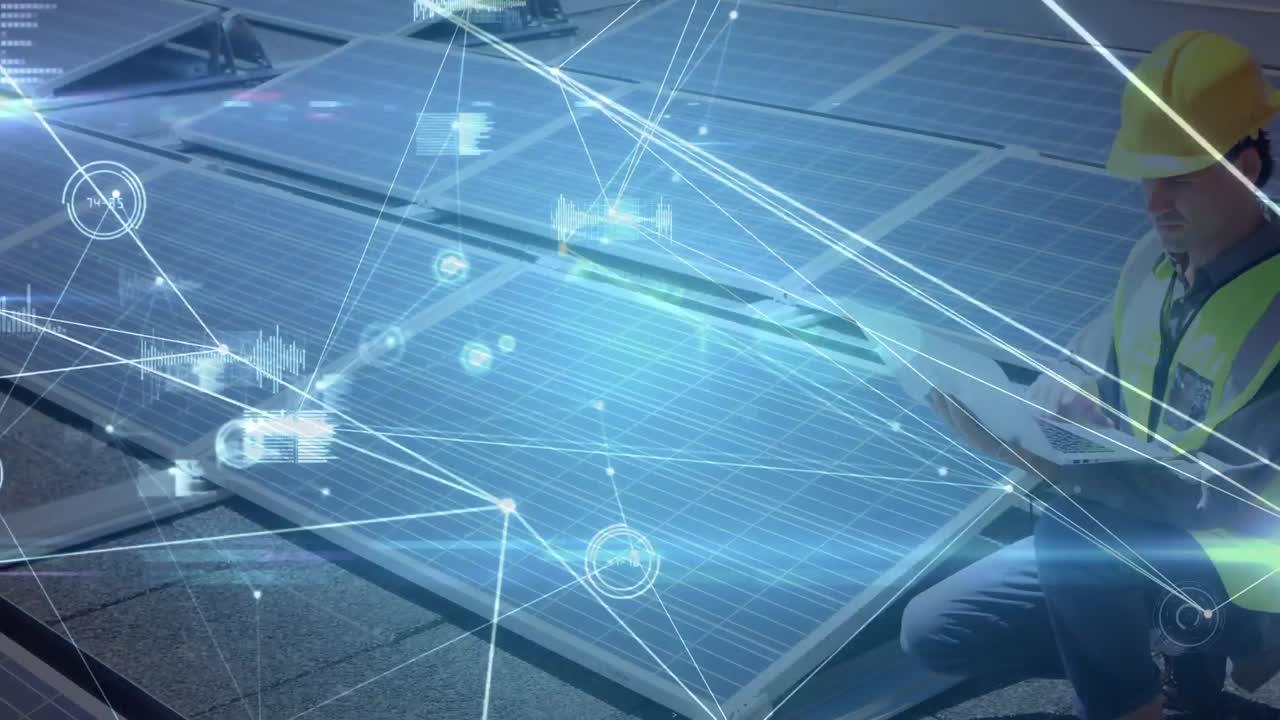 지구와 그리드에 대한 연결 네트워크의 애니메이션