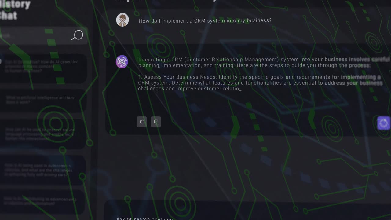 Animation of shapes and ai chat on black background
