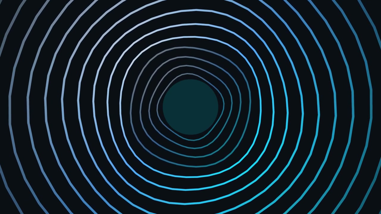 Abstract Animation of Concentric Circles Pulsing on Dark Background