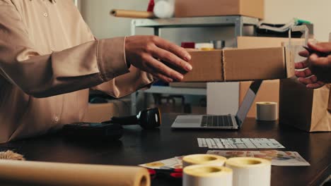 online business transaction and package handling