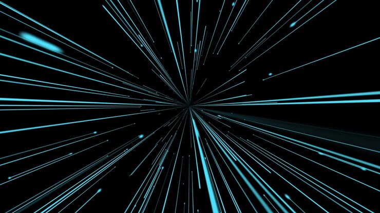 Sfondo astratto in movimento con scie di luce blu luminose