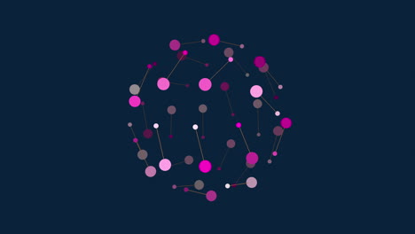 interconnected network of circles on dark blue background with green nodes