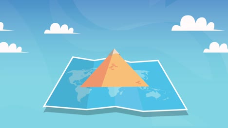 viajar a los monumentos del mundo en el mapa de papel de la tierra