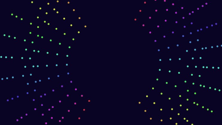 Abstract art pattern featuring colored dots on a black background. The dots are arranged in a circular shape, with a cluster forming a larger circle at the center, creating a visually striking and captivating design