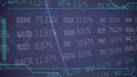 animación del procesamiento de datos financieros y redes de conexiones
